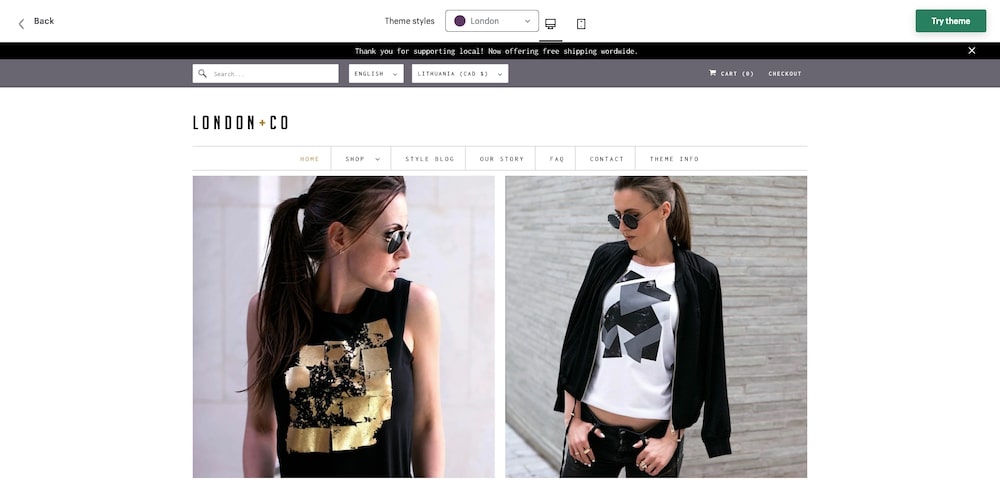 Responsive shopify theme london style demo store
