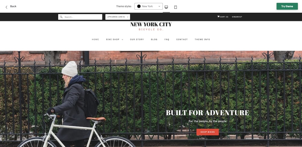 Responsive Shopify theme New York style demo store