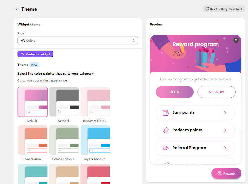 BON Loyalty widget branding