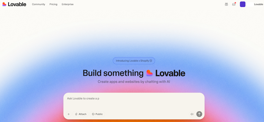 Lovable homepage